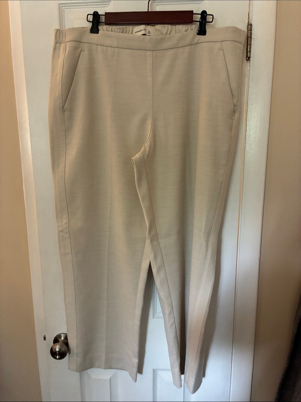 Abercrombie & Fitch Cream Straight-Leg Trousers